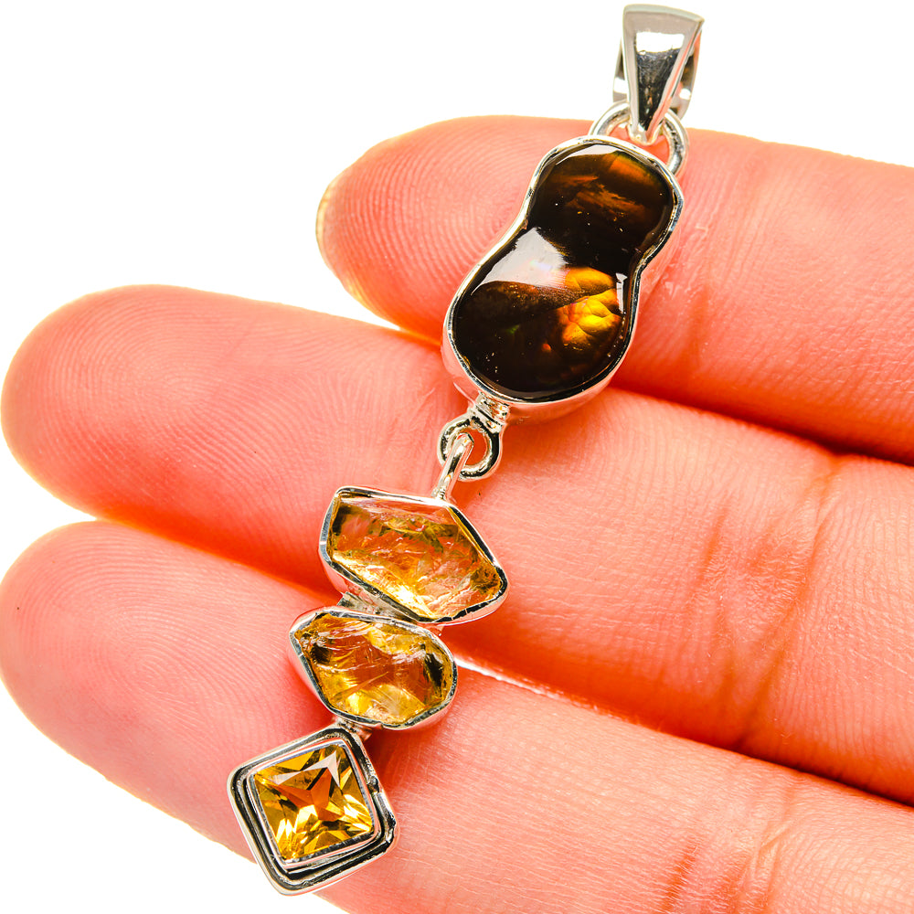 Mexican Fire Agate Pendants handcrafted by Ana Silver Co - PD17912