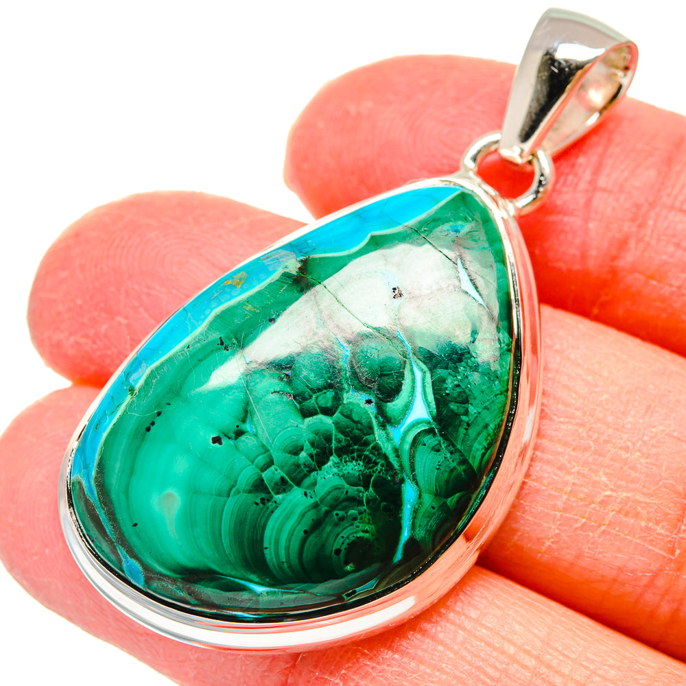 Malachite In Chrysocolla Pendants handcrafted by Ana Silver Co - PD17947