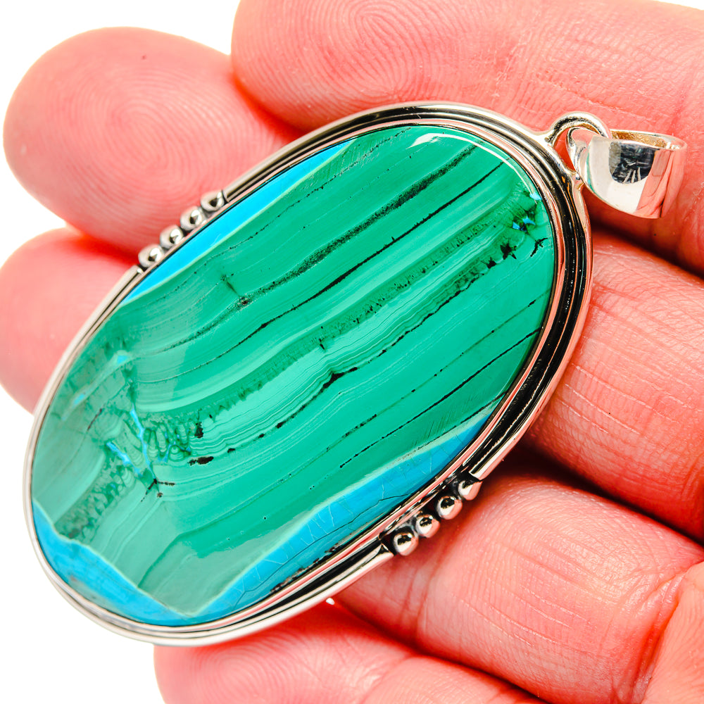 Malachite In Chrysocolla Pendants handcrafted by Ana Silver Co - PD18039