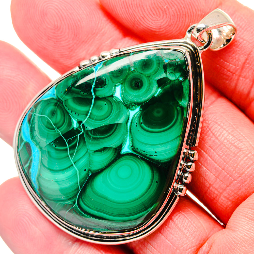 Malachite In Chrysocolla Pendants handcrafted by Ana Silver Co - PD18040