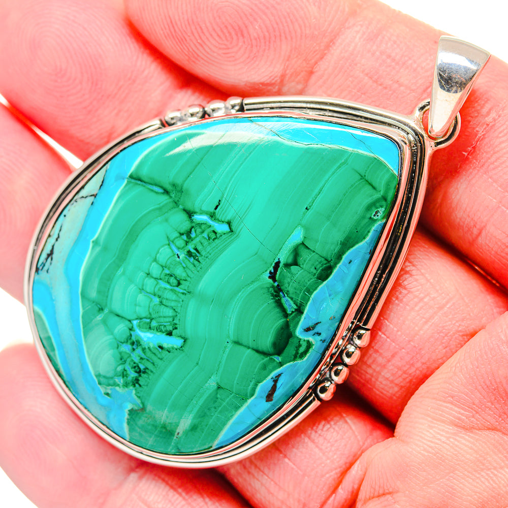 Malachite In Chrysocolla Pendants handcrafted by Ana Silver Co - PD18042