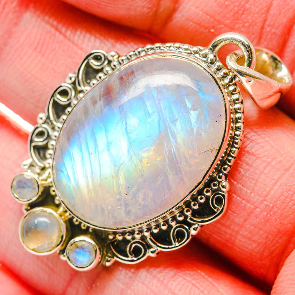 Rainbow Moonstone Pendants handcrafted by Ana Silver Co - PD18076