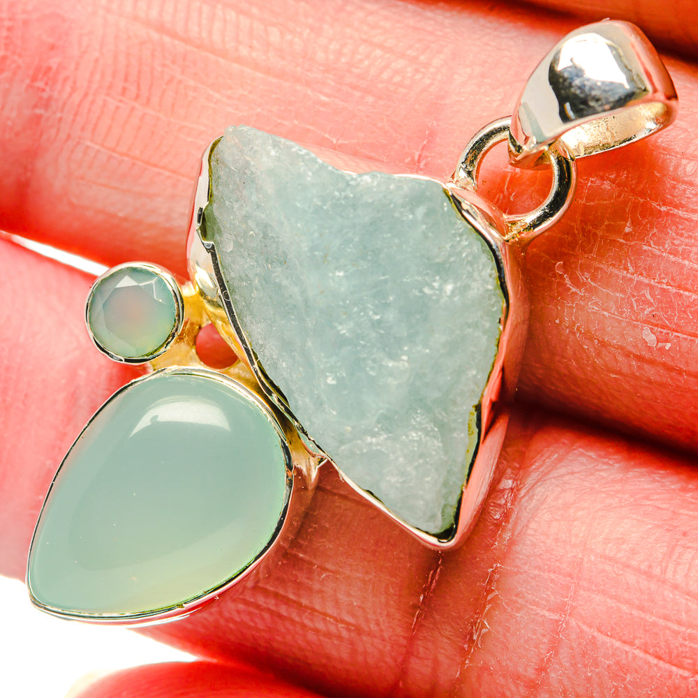 Aqua Chalcedony Pendants handcrafted by Ana Silver Co - PD18122