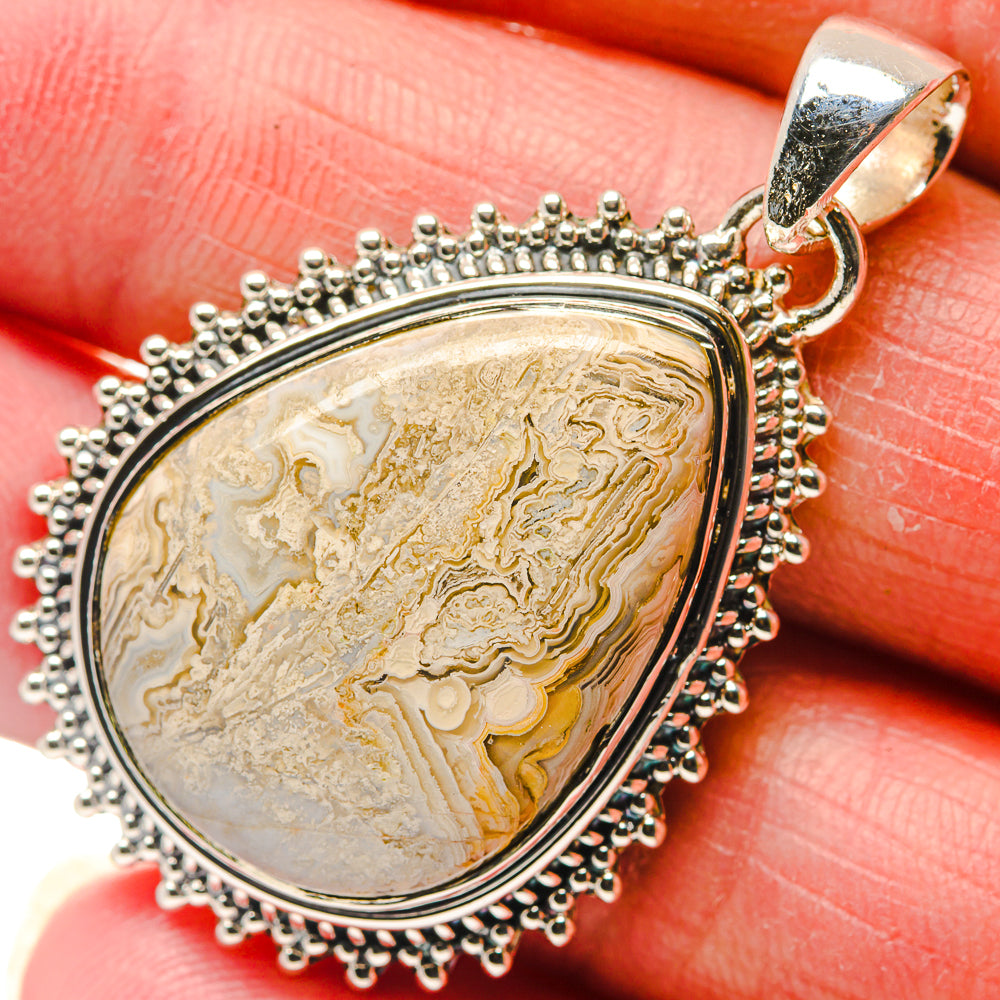 Laguna Lace Agate Pendants handcrafted by Ana Silver Co - PD18147