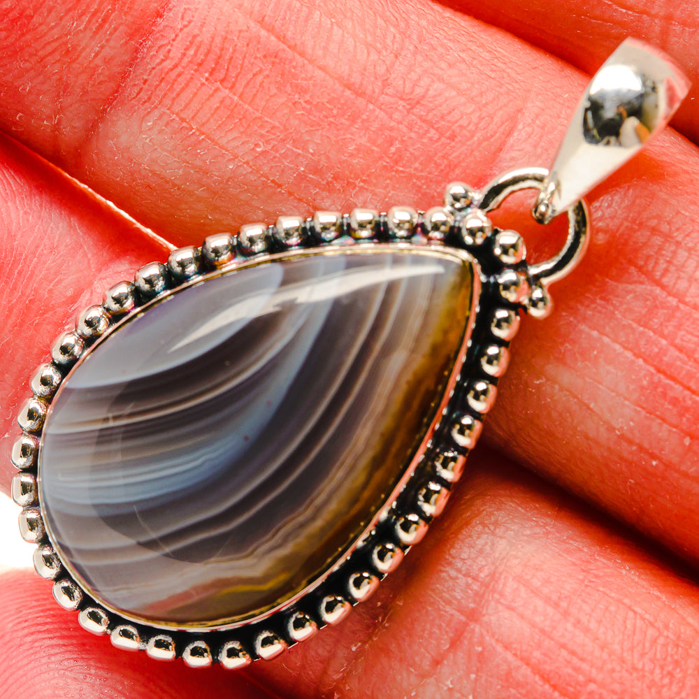 Botswana Agate Pendants handcrafted by Ana Silver Co - PD18214