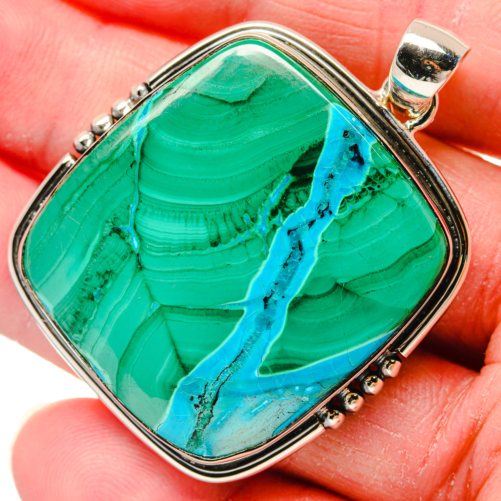 Malachite In Chrysocolla Pendants handcrafted by Ana Silver Co - PD18233