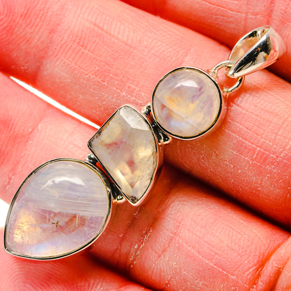 Rainbow Moonstone Pendants handcrafted by Ana Silver Co - PD18254