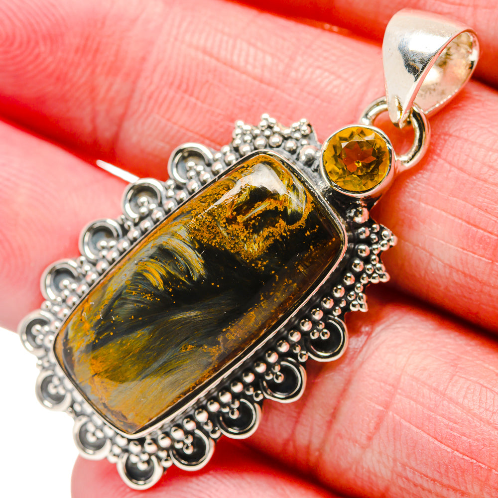 Pietersite, Citrine Pendants handcrafted by Ana Silver Co - PD18269
