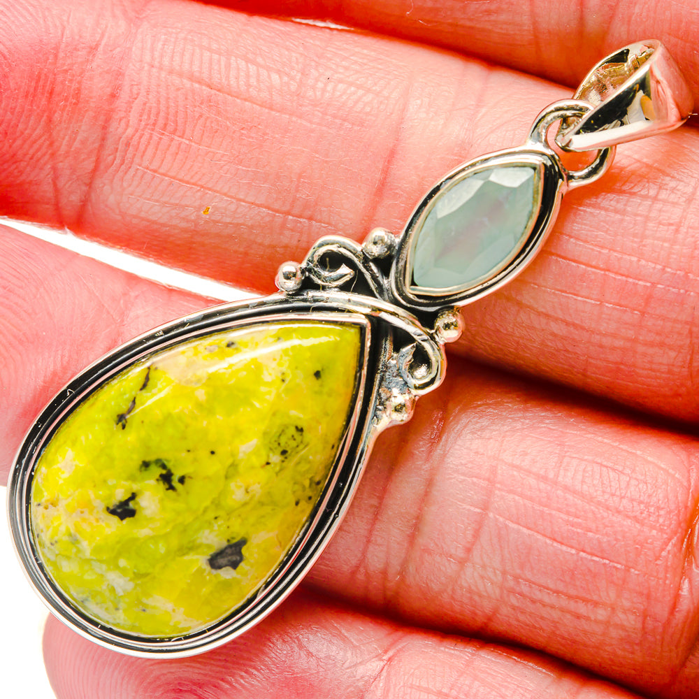 African Green Opal, Aqua Chalcedony Pendants handcrafted by Ana Silver Co - PD18273