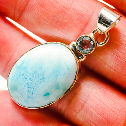 Larimar, Blue Topaz Pendants handcrafted by Ana Silver Co - PD18295