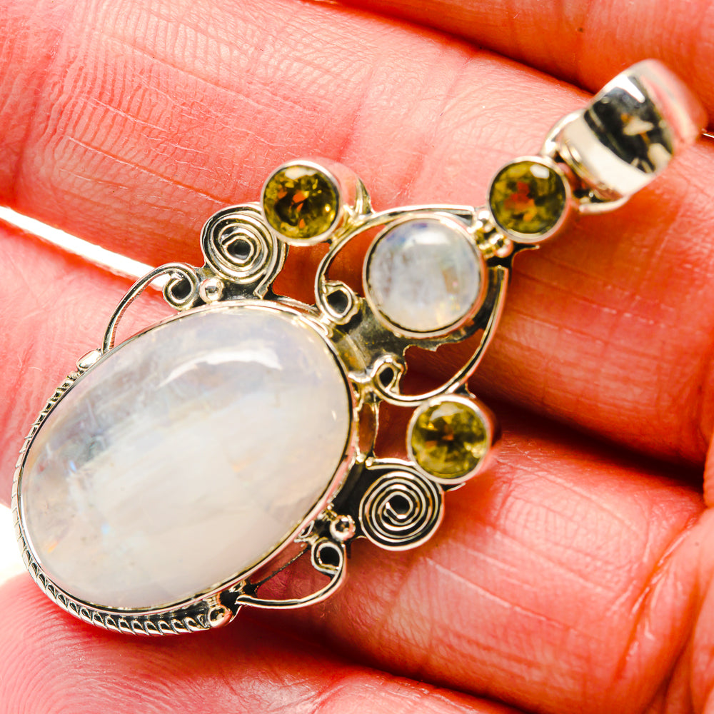 Rainbow Moonstone, Citrine Pendants handcrafted by Ana Silver Co - PD18299