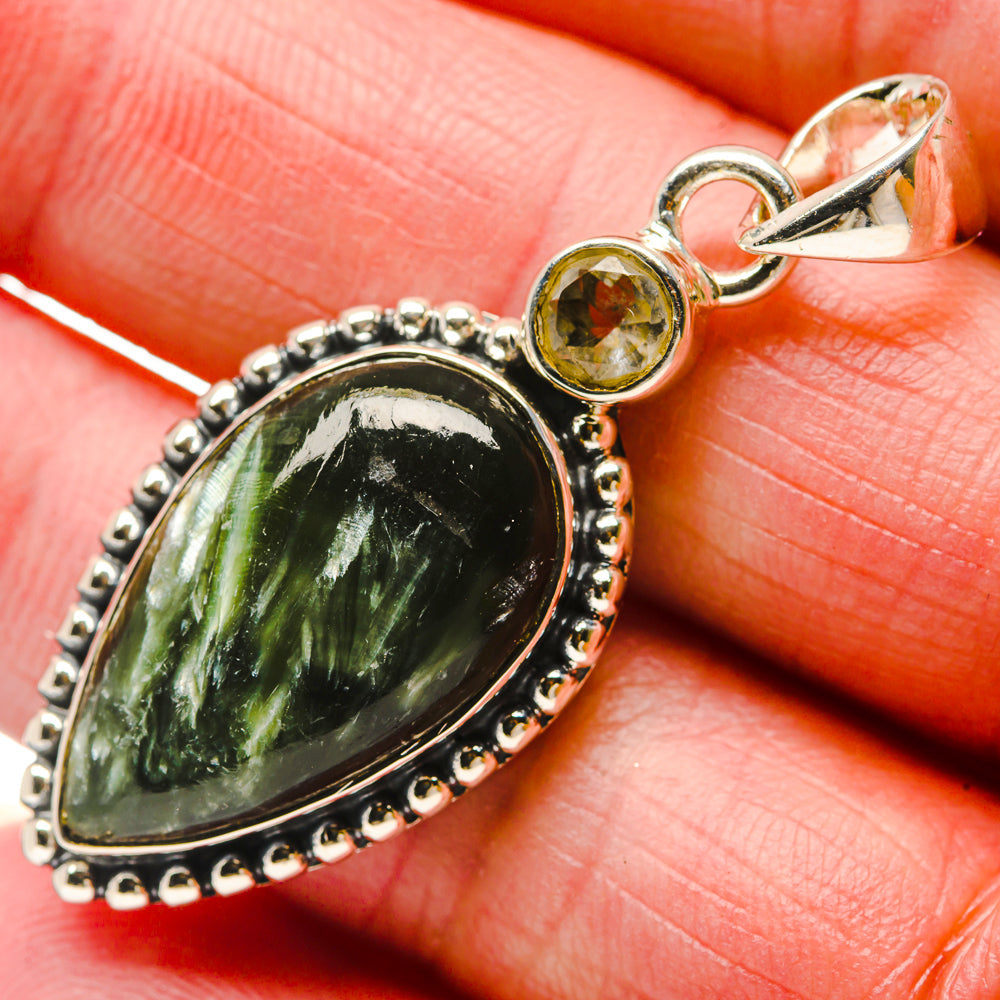 Seraphinite, White Quartz Pendants handcrafted by Ana Silver Co - PD18306