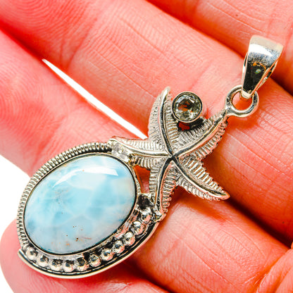 Larimar, Blue Topaz Pendants handcrafted by Ana Silver Co - PD18309