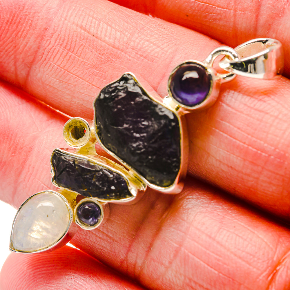 Tanzanite, Rainbow Moonstone Pendants handcrafted by Ana Silver Co - PD18323