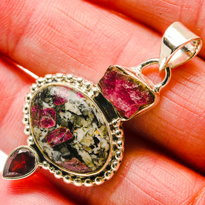 Russian Eudialyte, Garnet, Pink Tourmaline Pendants handcrafted by Ana Silver Co - PD18350