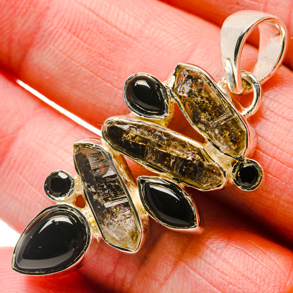 Herkimer Diamond, Black Onyx Pendants handcrafted by Ana Silver Co - PD18353