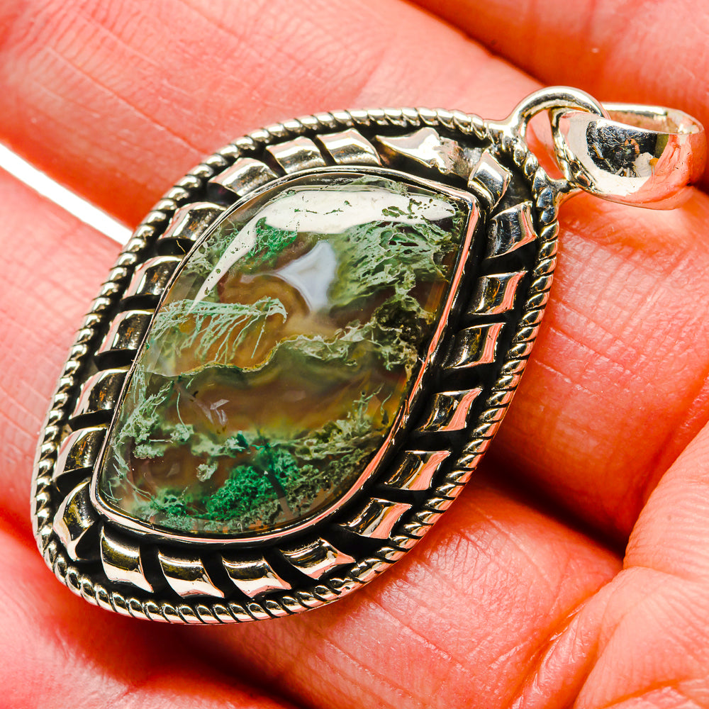 Green Moss Agate Pendants handcrafted by Ana Silver Co - PD18358