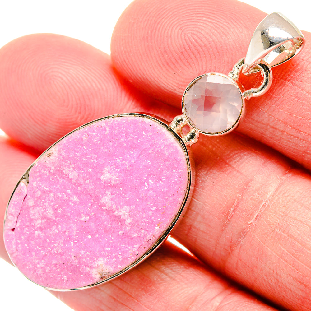 Cobalto Calcite Druzy Pendants handcrafted by Ana Silver Co - PD18419