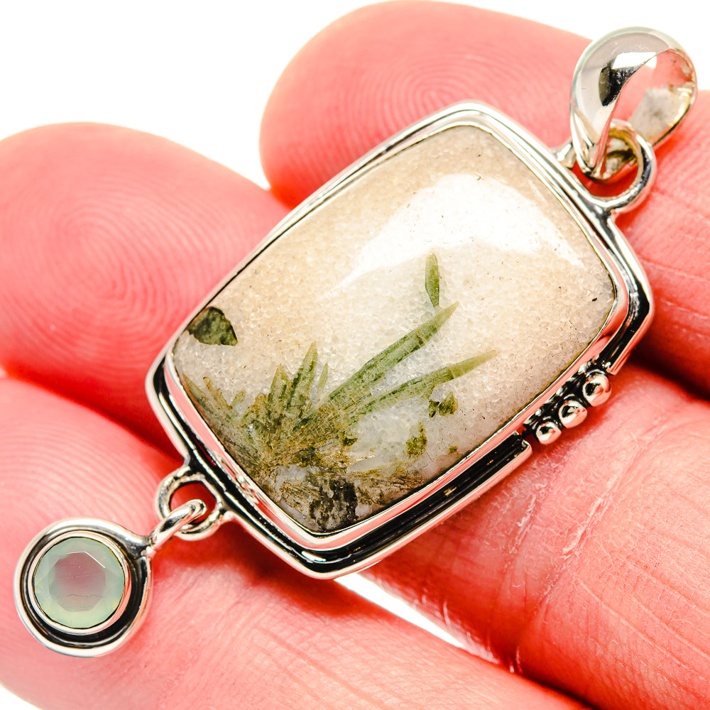 Green Tourmaline In Quartz Pendants handcrafted by Ana Silver Co - PD18421