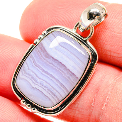 Blue Lace Agate Pendants handcrafted by Ana Silver Co - PD18431
