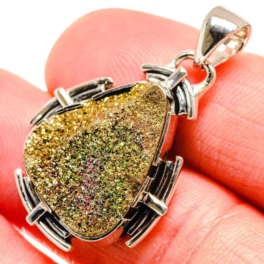 Spectro Pyrite Druzy Pendants handcrafted by Ana Silver Co - PD18473