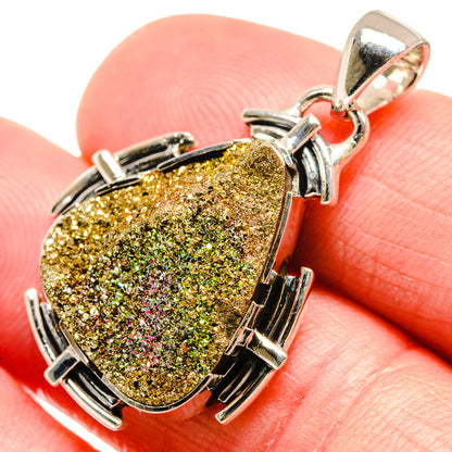 Spectro Pyrite Druzy Pendants handcrafted by Ana Silver Co - PD18473