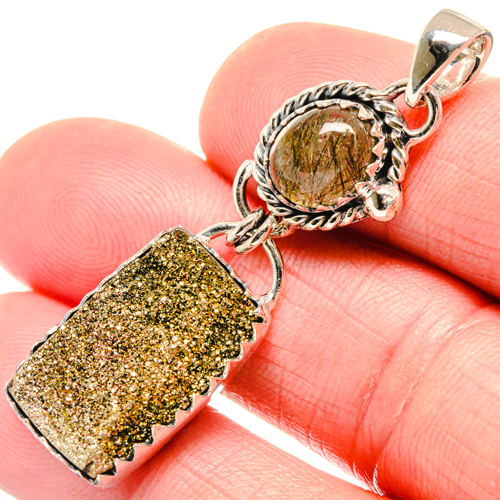 Spectro Pyrite Druzy Pendants handcrafted by Ana Silver Co - PD18504