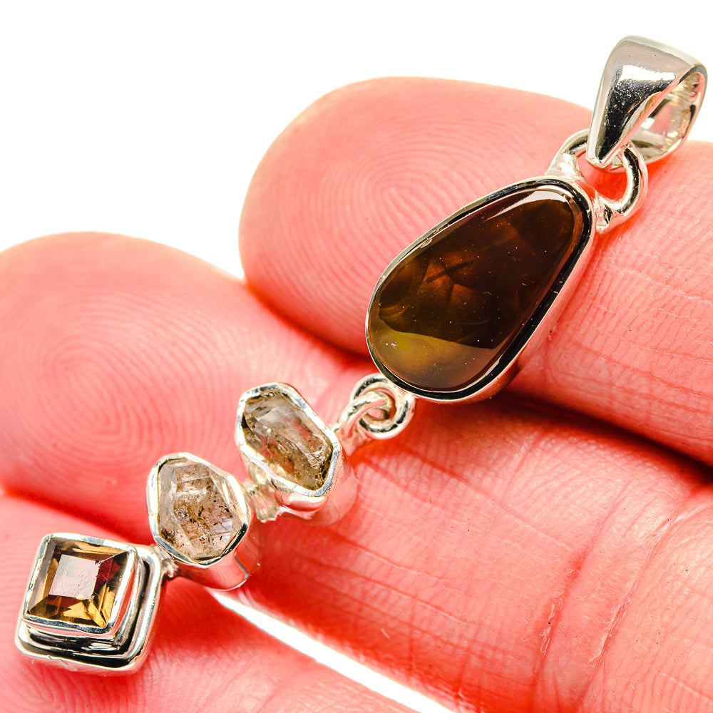 Mexican Fire Opal Pendants handcrafted by Ana Silver Co - PD18508