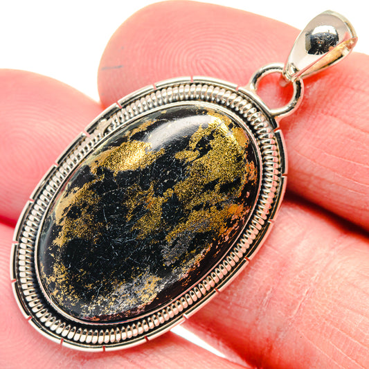 Pyrite In Black Onyx Pendants handcrafted by Ana Silver Co - PD18570