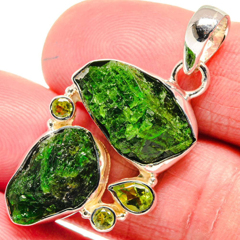 Chrome Diopside, Peridot Pendants handcrafted by Ana Silver Co - PD18607