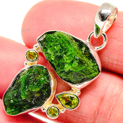 Chrome Diopside, Peridot Pendants handcrafted by Ana Silver Co - PD18607