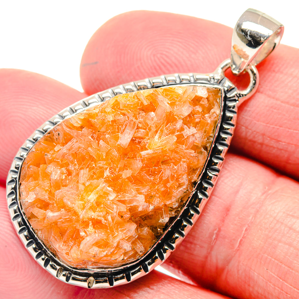 Orange Calcite Crystal Pendants handcrafted by Ana Silver Co - PD18612