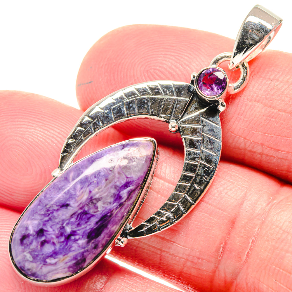 Charoite, Amethyst Pendants handcrafted by Ana Silver Co - PD18613