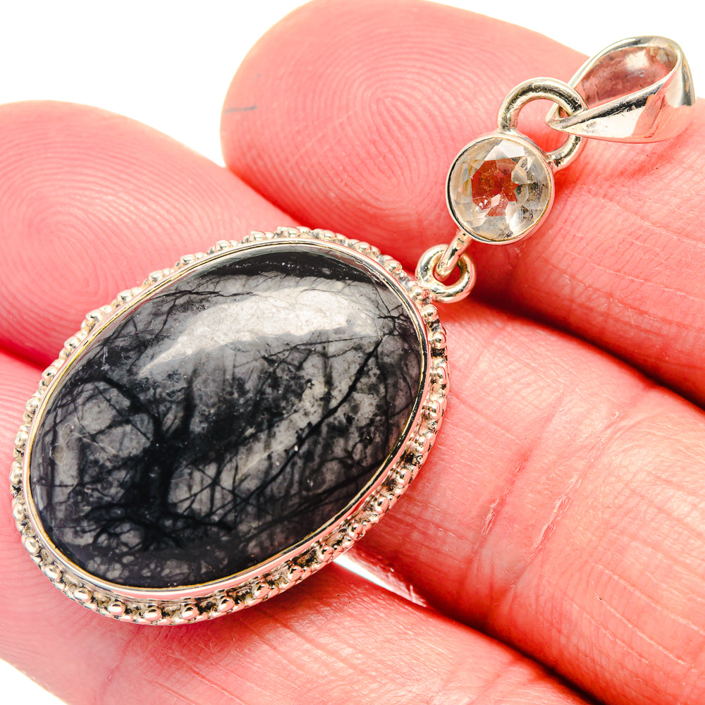 Picasso Jasper, White Quartz Pendants handcrafted by Ana Silver Co - PD18617