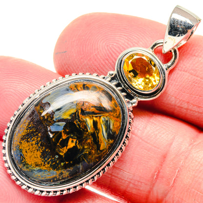 Pietersite, Citrine Pendants handcrafted by Ana Silver Co - PD18620