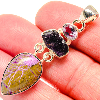 Stichtite, Amethyst Pendants handcrafted by Ana Silver Co - PD18637