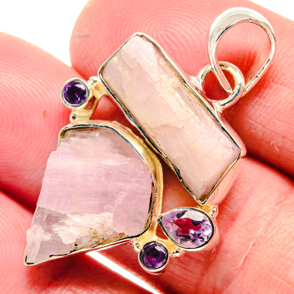 Rose Quartz, Amethyst Pendants handcrafted by Ana Silver Co - PD18642