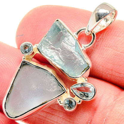 Aquamarine, Blue Topaz Pendants handcrafted by Ana Silver Co - PD18646