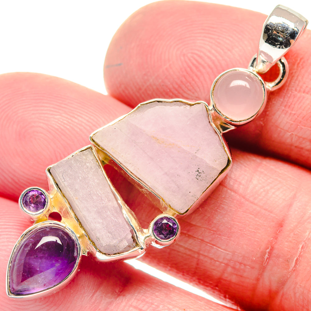 Rose Quartz, Amethyst Pendants handcrafted by Ana Silver Co - PD18653