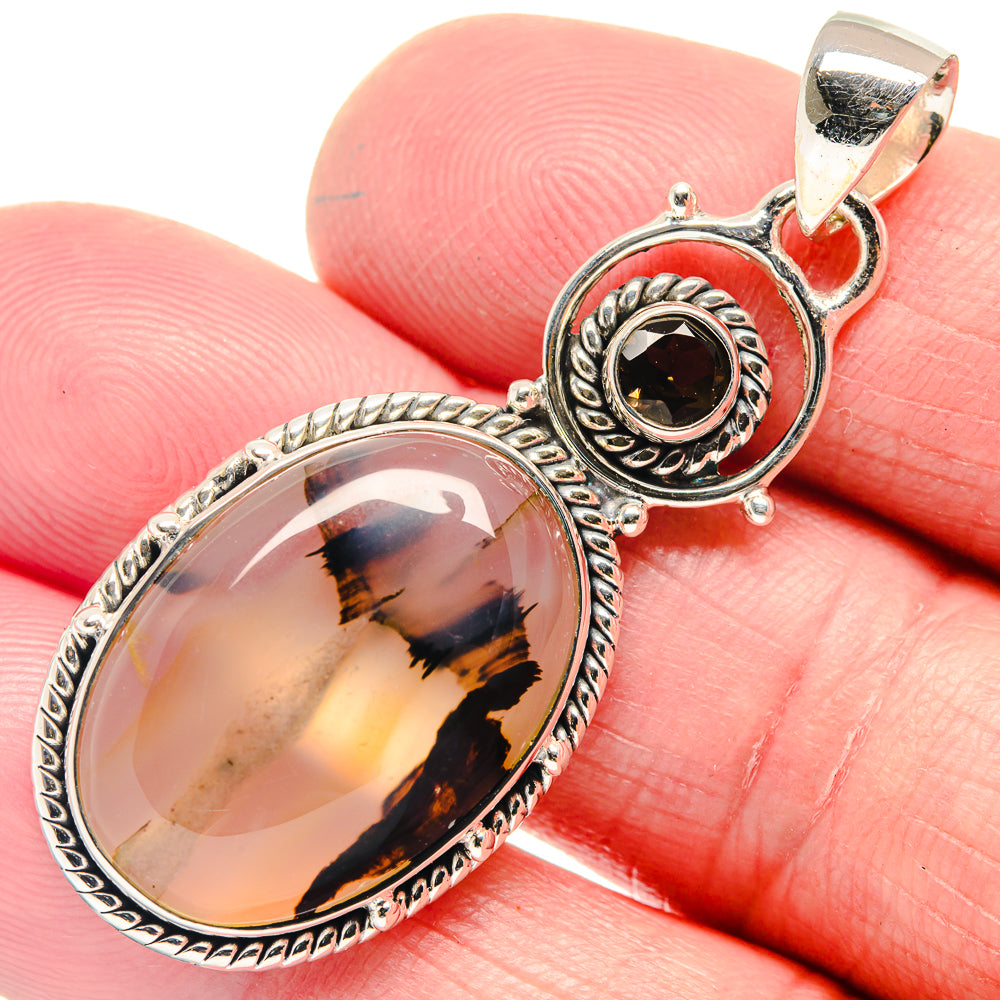 Montana Agate, Smoky Quartz Pendants handcrafted by Ana Silver Co - PD18654