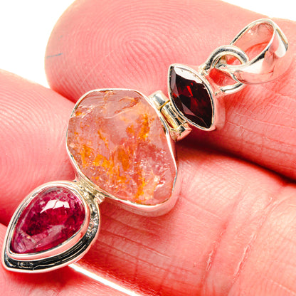 Rose Quartz, Pink Tourmaline, Garnet Pendants handcrafted by Ana Silver Co - PD18655