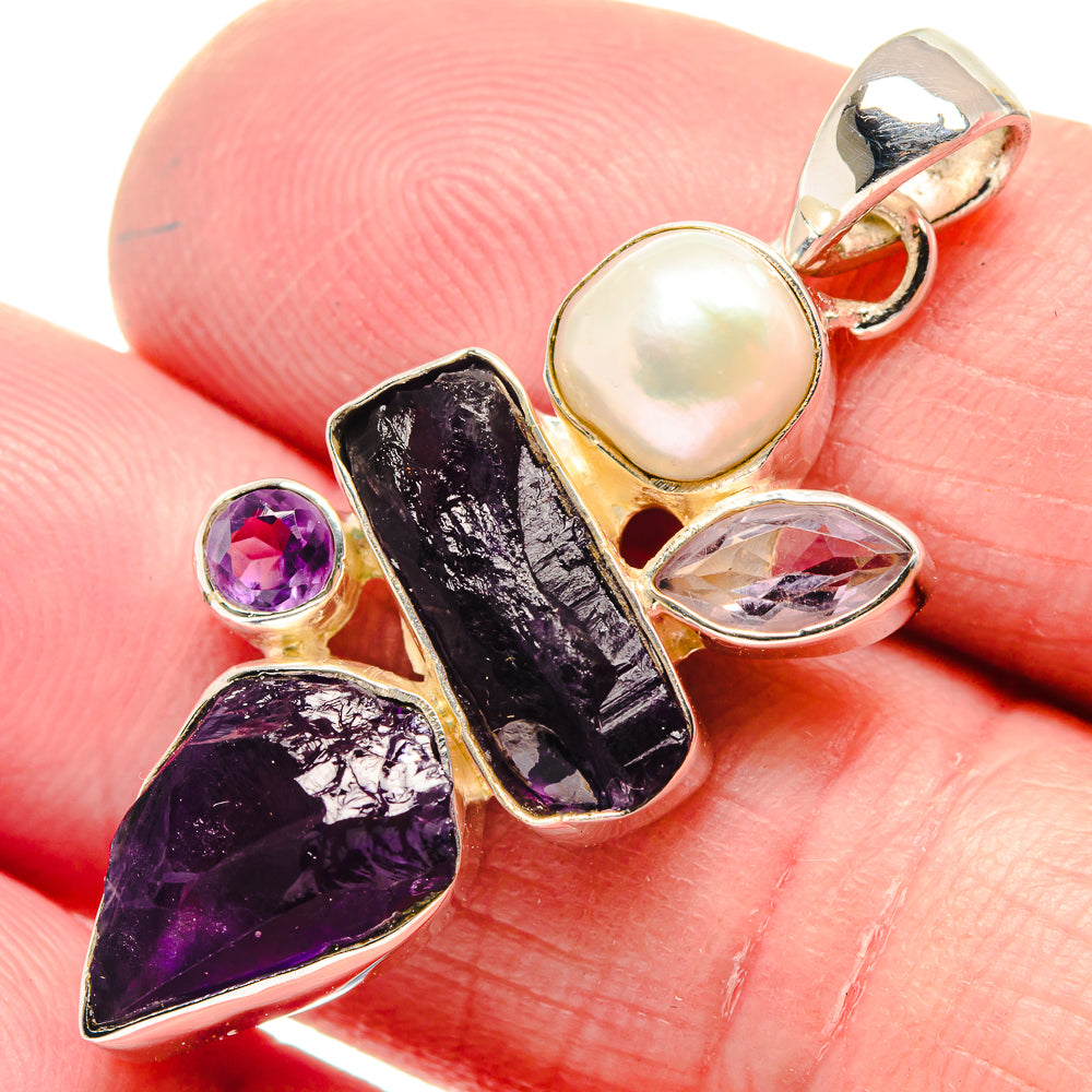 Amethyst, Cultured Pearl Pendants handcrafted by Ana Silver Co - PD18657