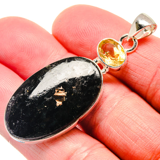 Black Agate, Citrine Pendants handcrafted by Ana Silver Co - PD18694