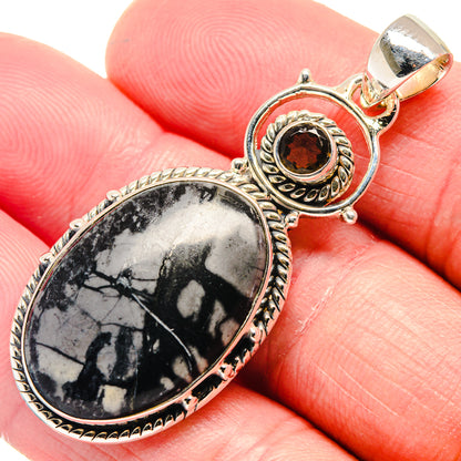 Picasso Jasper, Smoky Quartz Pendants handcrafted by Ana Silver Co - PD18719