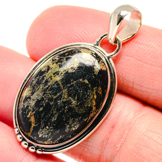 Pyrite In Black Onyx Pendants handcrafted by Ana Silver Co - PD18742