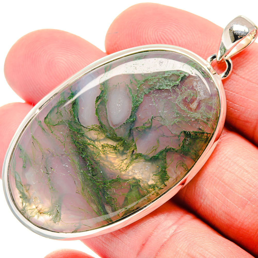 Green Moss Agate Pendants handcrafted by Ana Silver Co - PD18780