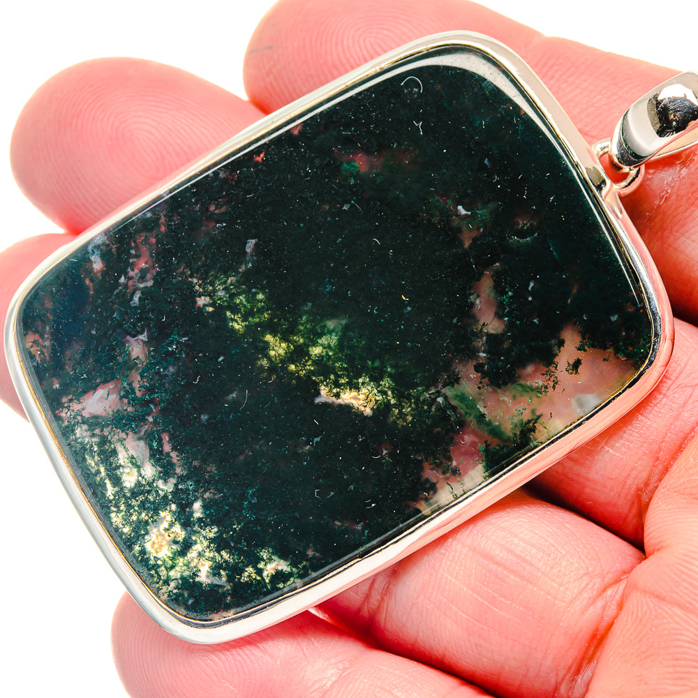 Green Moss Agate Pendants handcrafted by Ana Silver Co - PD18782