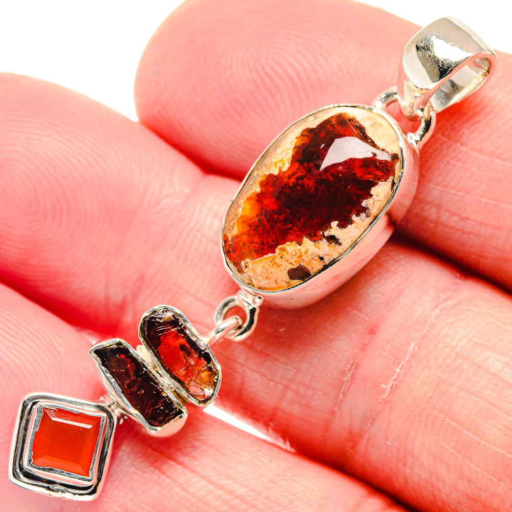 Mexican Fire Opal Pendants handcrafted by Ana Silver Co - PD18792