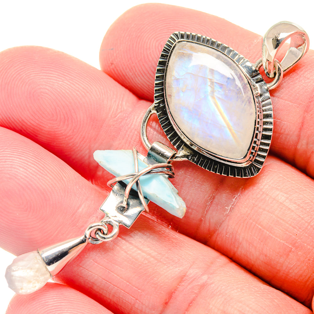 Rainbow Moonstone Pendants handcrafted by Ana Silver Co - PD18796