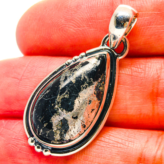 Pyrite In Black Onyx Pendants handcrafted by Ana Silver Co - PD19007
